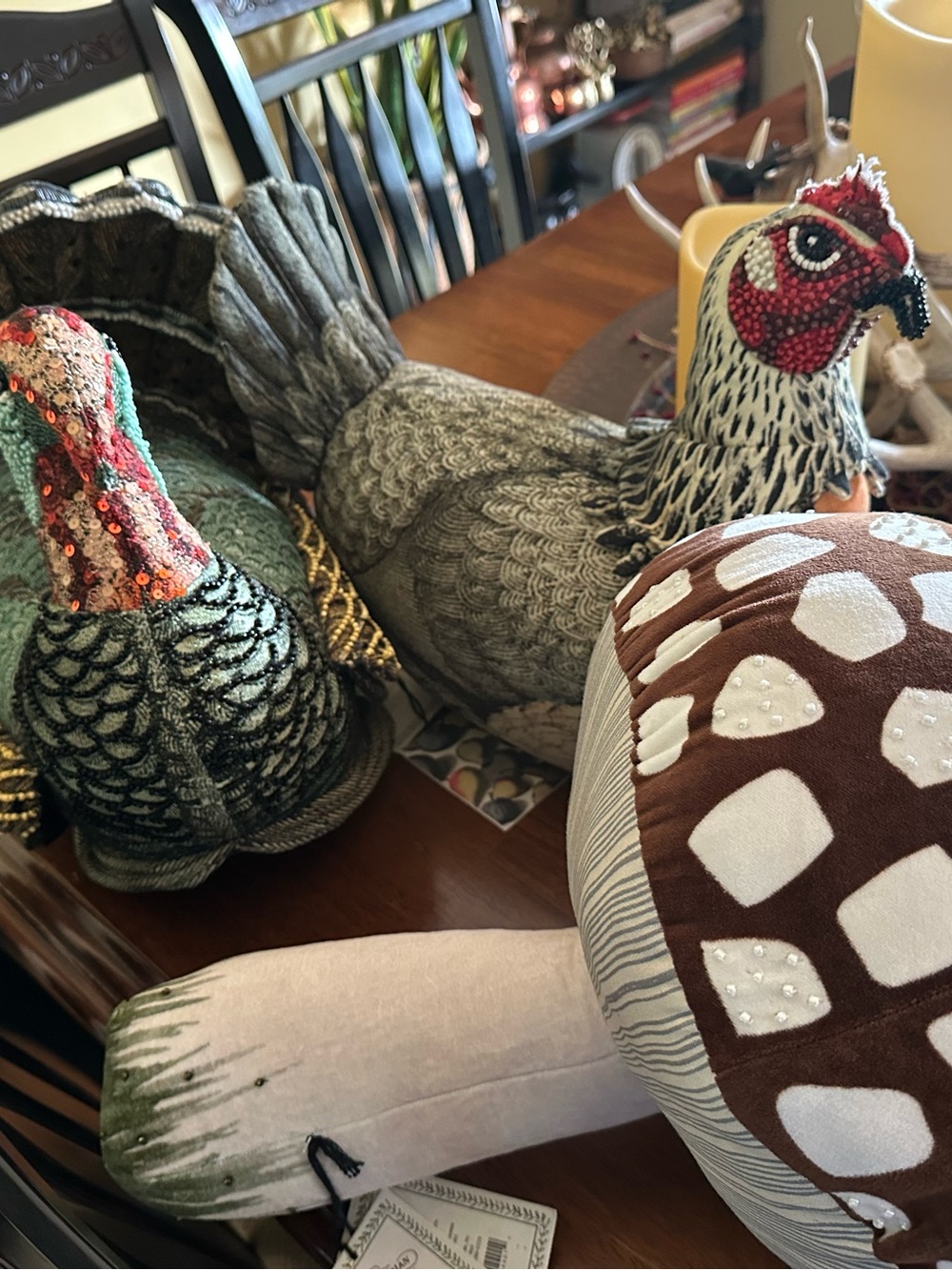 John Derian Accent Pillows Turkey, Chicken, Mushroom set nwt